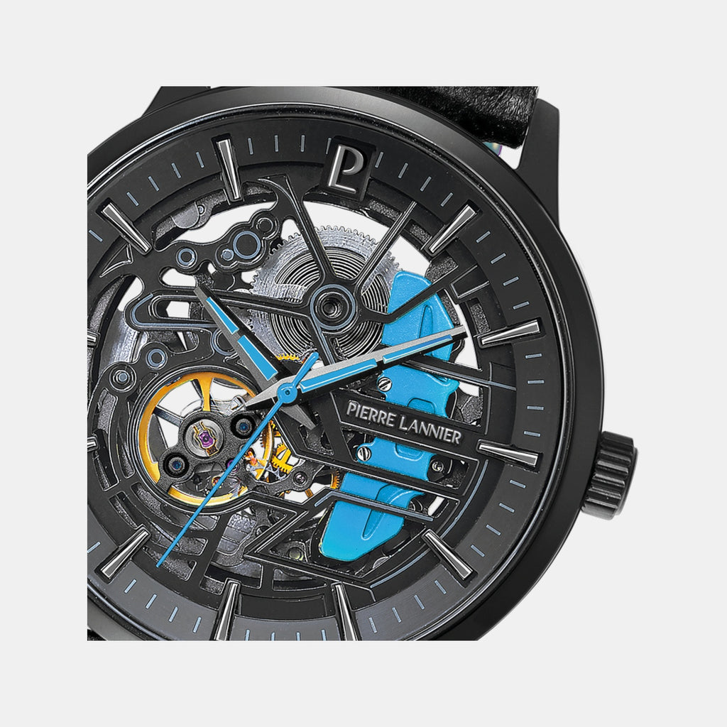 Paddock Men Automatic Black Dial Analog Leather Watch 345A466