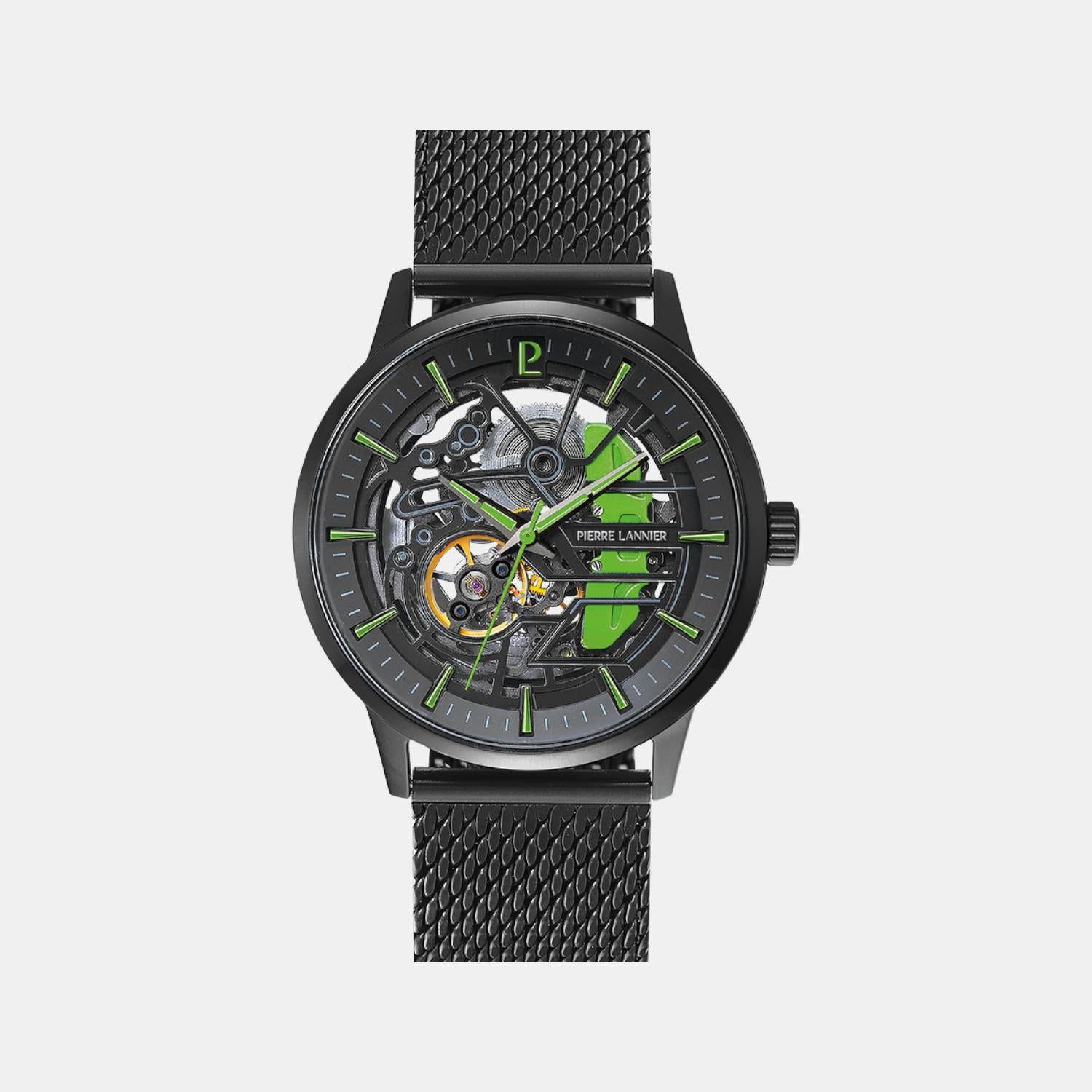 Pierre Lannier Paddock Men Automatic Black Dial Analog Stainless Steel Watch 345A479-1