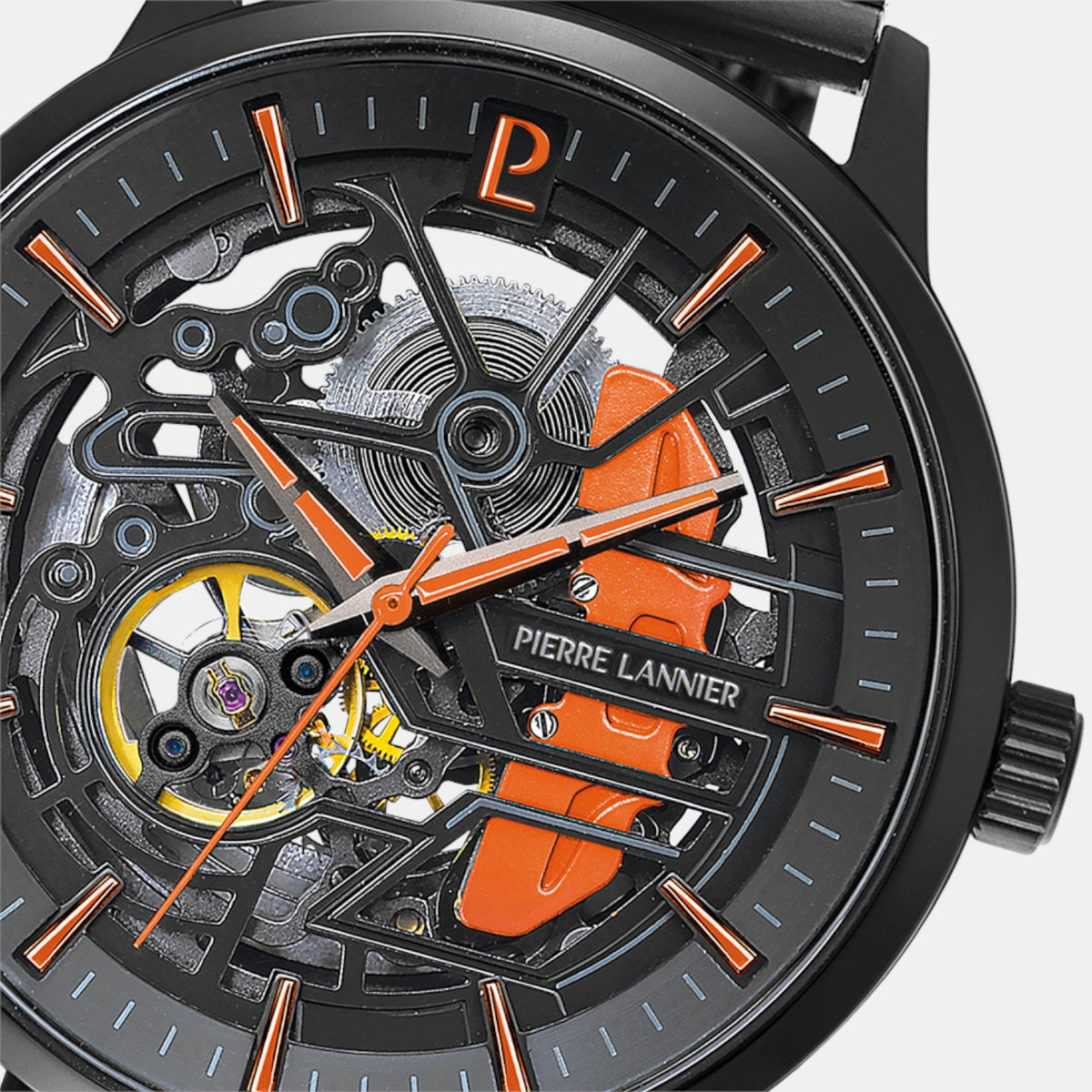 Pierre Lannier Paddock Men Automatic Black Dial Analog Stainless Steel Watch 345A499-3
