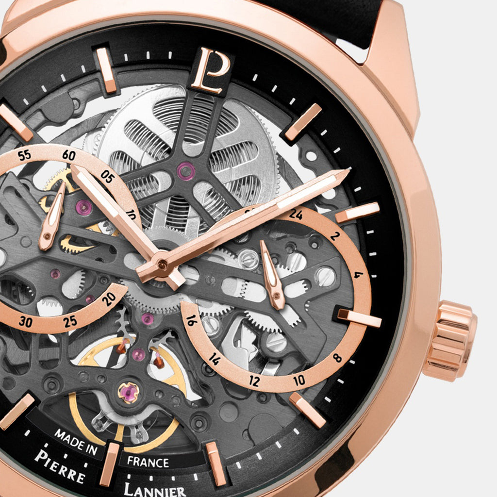 Monarck Men Automatic Black Dial Analog Leather Watch 347A233