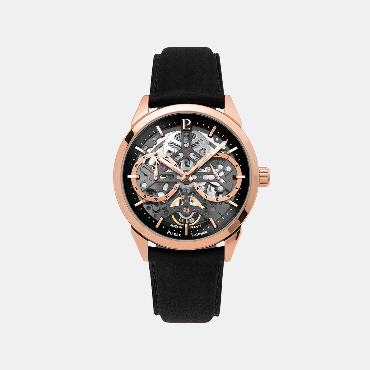 Monarck Men Automatic Black Dial Analog Leather Watch 347A233