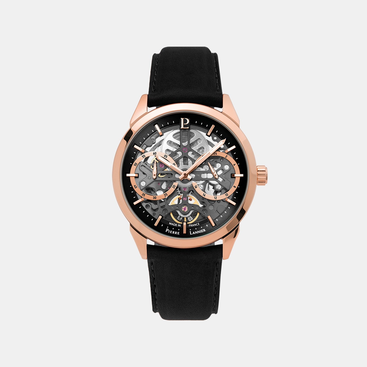 Monarck Men Automatic Black Dial Analog Leather Watch 347A233
