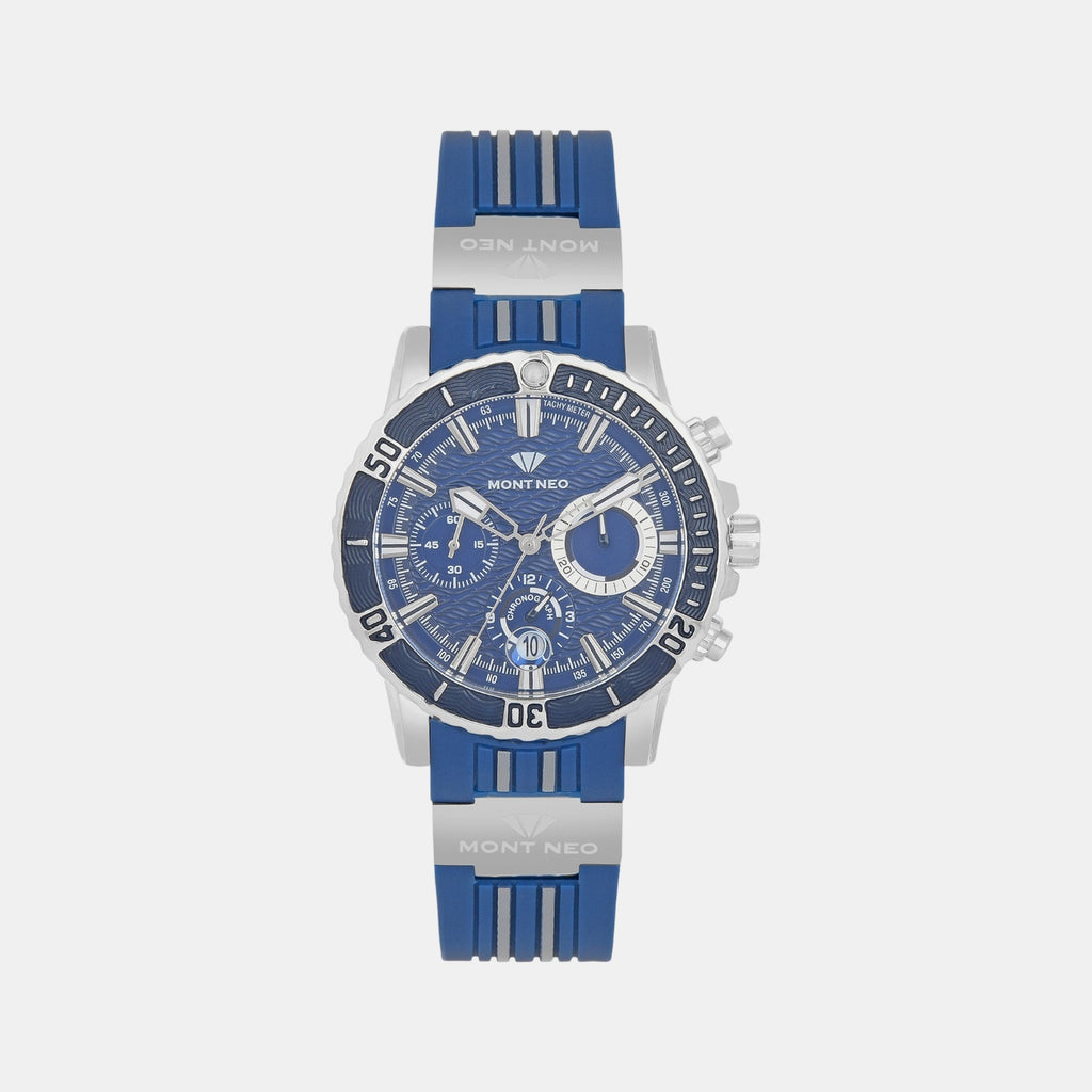 Men Quartz Blue Dial Chronograph Stainless Steel Watch 3504C-P1505