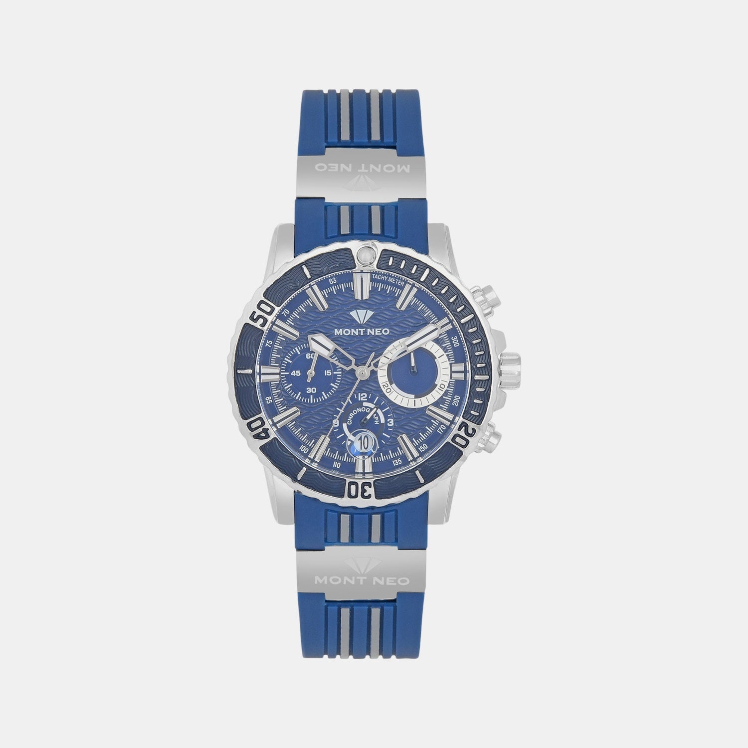 Men Quartz Blue Dial Chronograph Stainless Steel Watch 3504C-P1505
