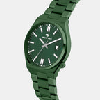 Men Quartz Green Dial Analog Metal Watch 3506E-M101014