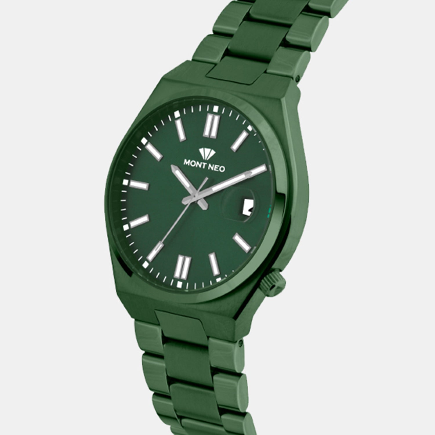 Men Quartz Green Dial Analog Metal Watch 3506E-M101014