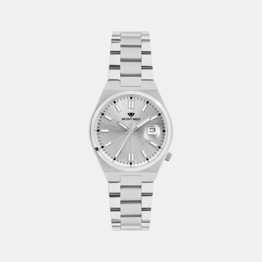 Men Quartz Silver Dial Analog Metal Watch 3506E-M1103