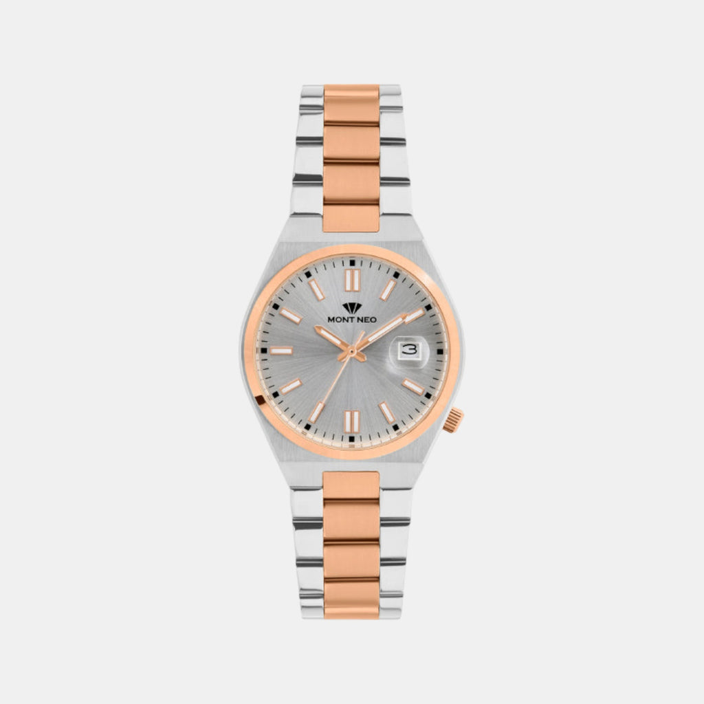 Men Quartz Silver Dial Analog Metal Watch 3506E-M1303