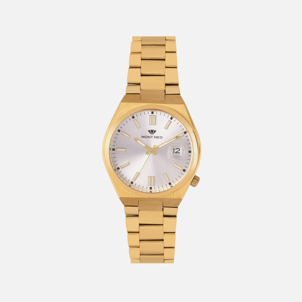 Men Quartz Silver Dial Analog Metal Watch 3506E-M2203