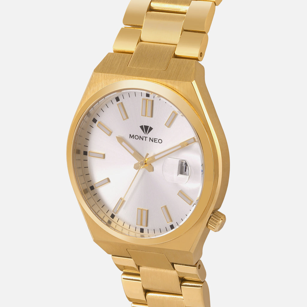 Men Quartz Silver Dial Analog Metal Watch 3506E-M2203
