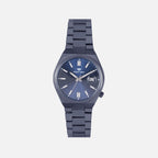 Men Quartz Blue Dial Analog Metal Watch 3506E-M5505
