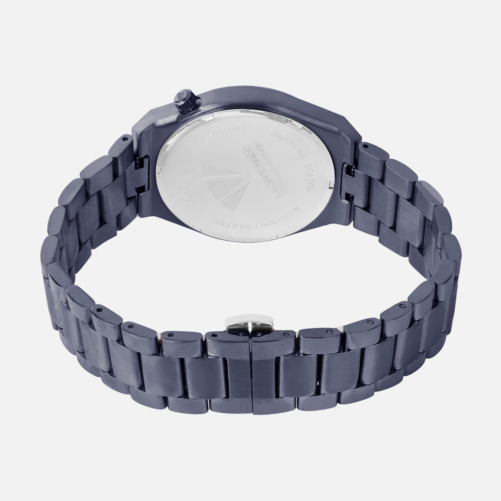 Men Quartz Blue Dial Analog Metal Watch 3506E-M5505