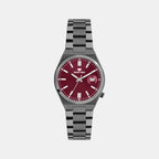Men Quartz Maroon Dial Analog Metal Watch 3506E-M8812