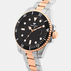 Men Quartz Black Dial Analog Stainless Steel Watch 3507E-M1304