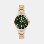 Men Quartz Green Dial Analog Metal Watch 3507E-M1314