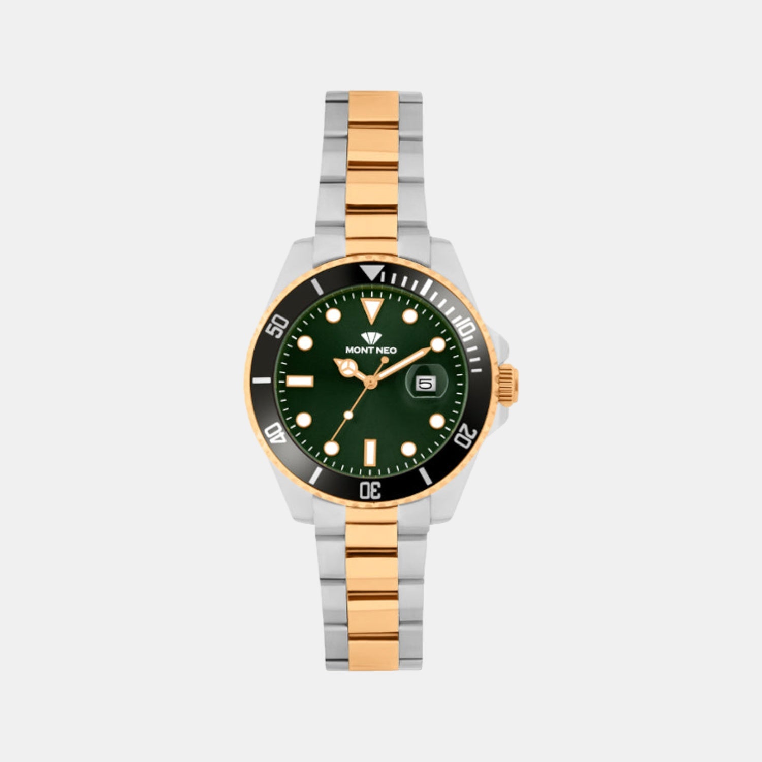 Men Quartz Green Dial Analog Metal Watch 3507E-M1314