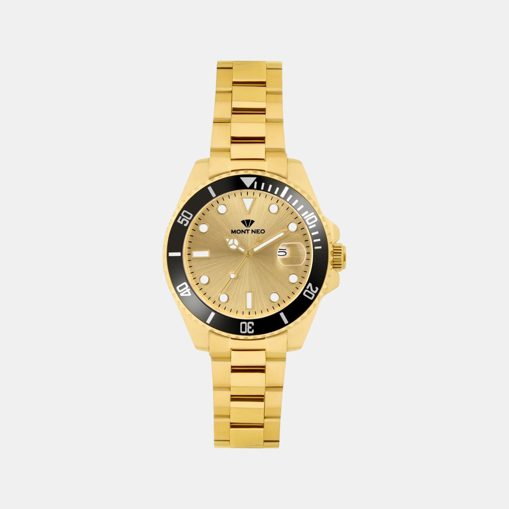 Men Quartz Champagne Dial Analog Metal Watch 3507E-M2208