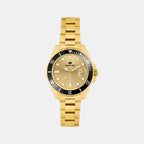 Men Quartz Champagne Dial Analog Metal Watch 3507E-M2208