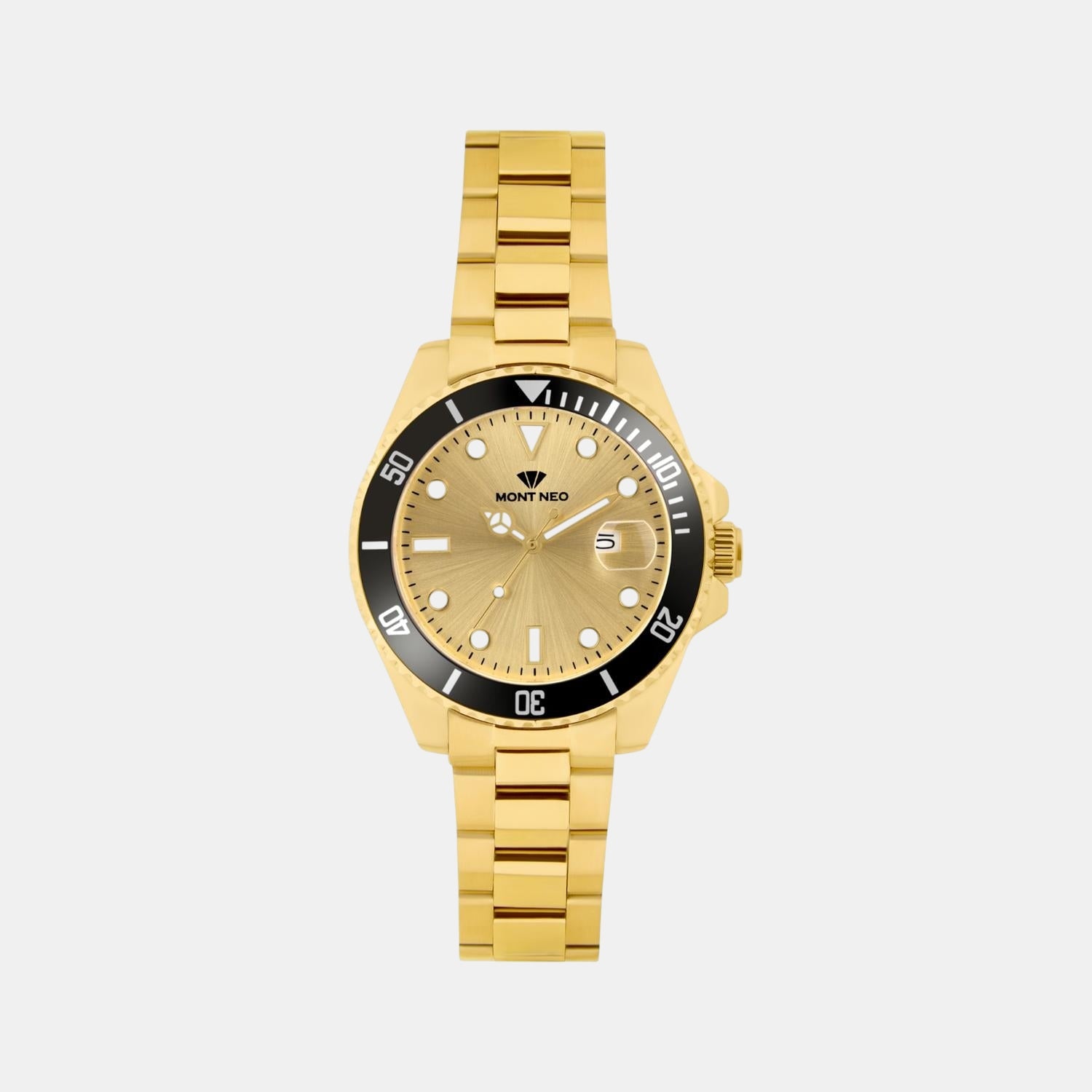 Men Quartz Champagne Dial Analog Metal Watch 3507E-M2208