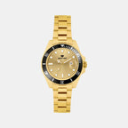 Men Quartz Champagne Dial Analog Metal Watch 3507E-M2208