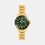Men Quartz Green Dial Analog Metal Watch 3507E-M2214