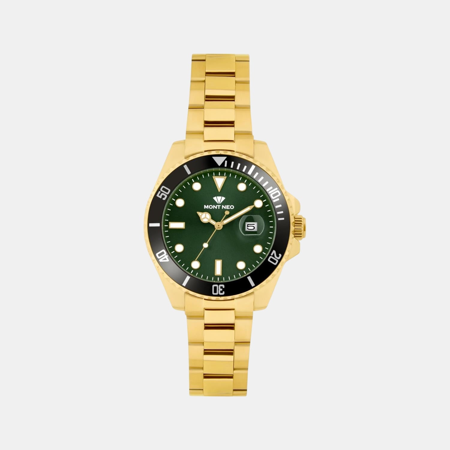 Men Quartz Green Dial Analog Metal Watch 3507E-M2214