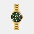 Men Quartz Green Dial Analog Metal Watch 3507E-M2214