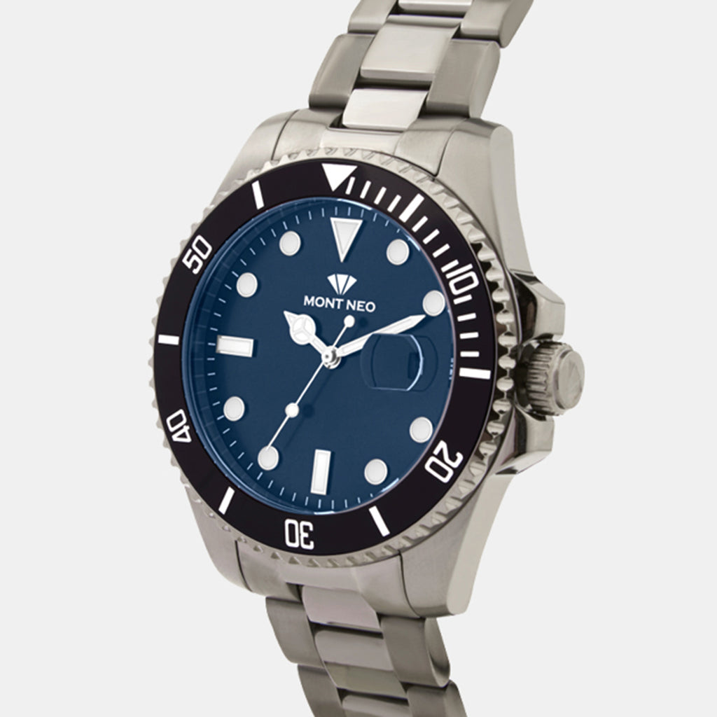 Men Quartz Blue Dial Analog Metal Watch 3507E-M8805