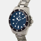 Men Quartz Blue Dial Analog Metal Watch 3507E-M8805
