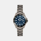 Men Quartz Blue Dial Analog Metal Watch 3507E-M8805