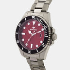 Men Quartz Maroon Dial Analog Metal Watch 3507E-M8812