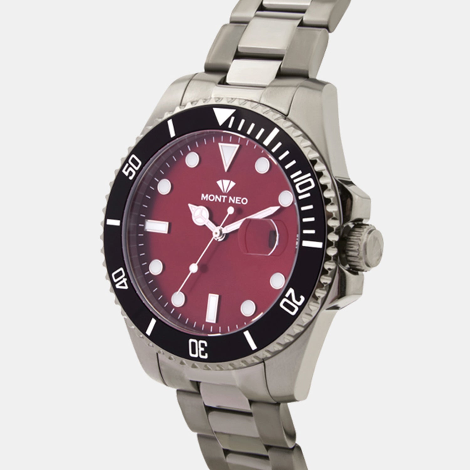 Men Quartz Maroon Dial Analog Metal Watch 3507E-M8812