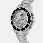 Men Quartz Silver Dial Multi-Function Stainless Steel Watch 3508M-M1103