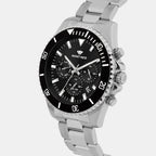 Men Quartz Black Dial Multi-Function Stainless Steel Watch 3508M-M1104