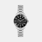 Men Quartz Black Dial Multi-Function Stainless Steel Watch 3508M-M1104