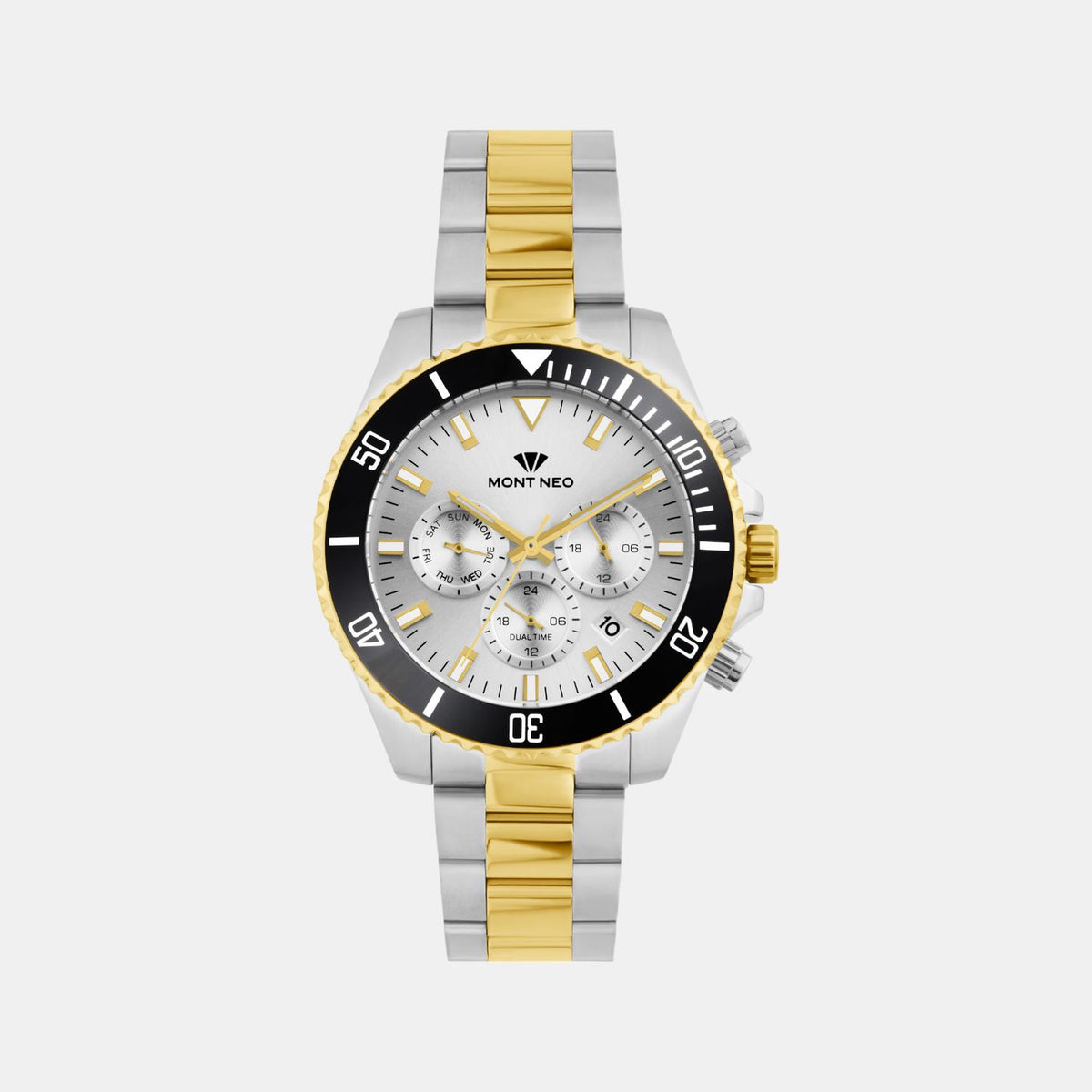 Men Quartz Silver Dial Multi-Function Metal Watch 3508M-M1203