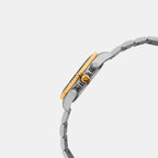 Men Quartz Green Dial Multi-Function Stainless Steel Watch 3508M-M1314