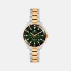 Men Quartz Green Dial Multi-Function Stainless Steel Watch 3508M-M1314