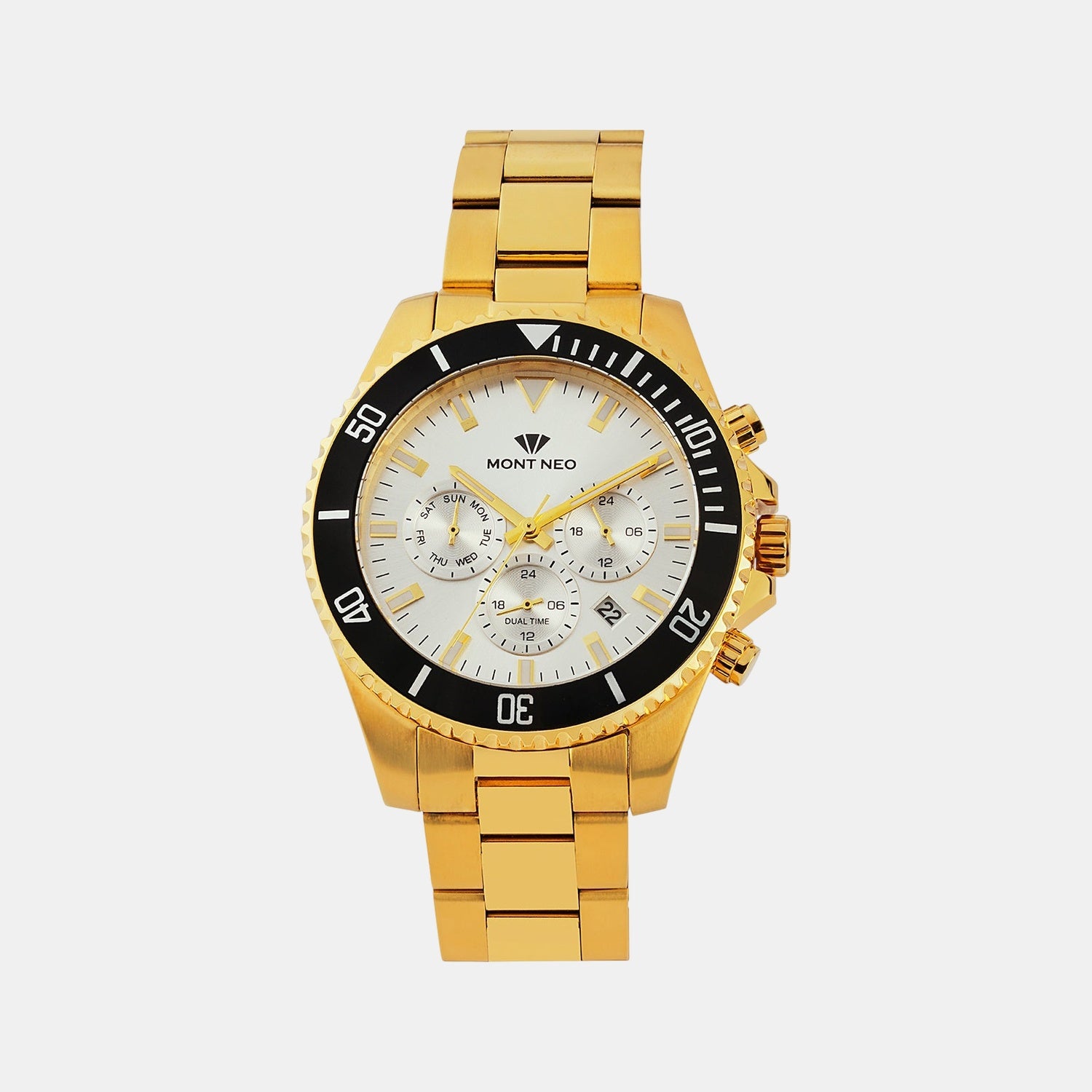 Men Quartz Silver Dial Multi-Function Metal Watch 3508M-M2203