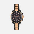 Men Quartz Black Dial Multi-Function Stainless Steel Watch 3508M-M4304