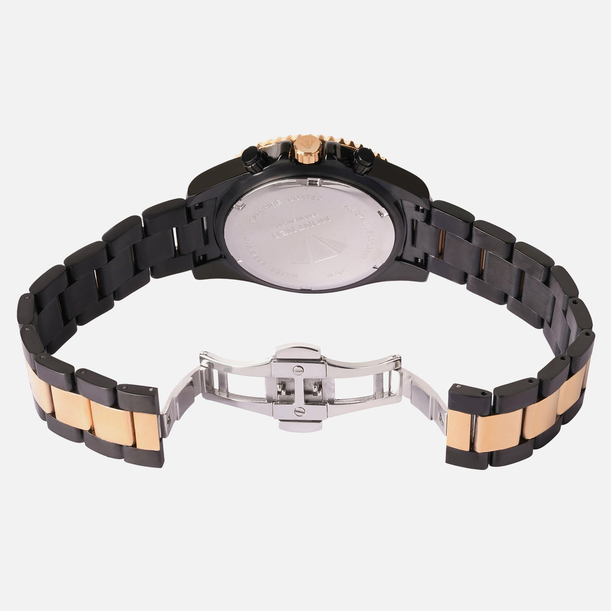 Men Quartz Black Dial Multi-Function Stainless Steel Watch 3508M-M4304