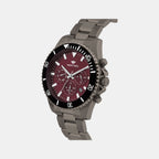 Men Quartz Red Dial Multi-Function Stainless Steel Watch 3508M-M8812