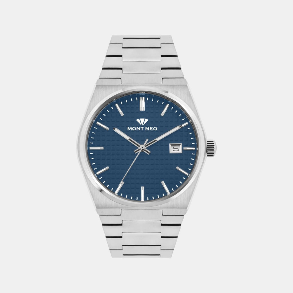 Men Quartz Blue Dial Analog Metal Watch 3509E-M1105