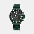 Men Quartz Green Dial Multi-Function Metal Watch 3510M-M10414