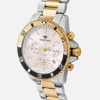 Men Quartz Silver Dial Chronograph Stainless Steel Watch 3510M-M1203
