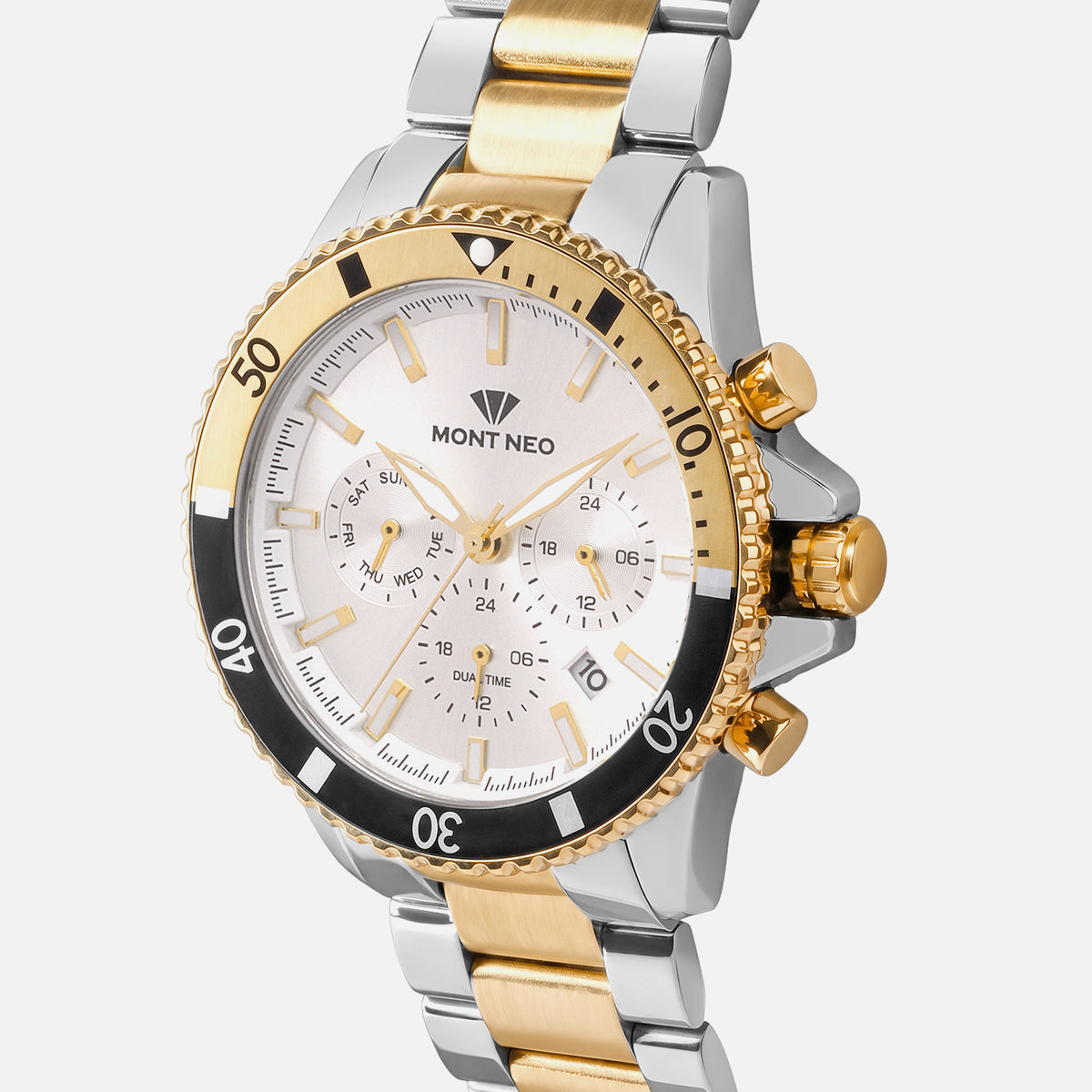 Men Quartz Silver Dial Chronograph Stainless Steel Watch 3510M-M1203