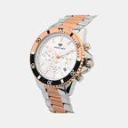 Men Quartz Silver Dial Multi-Function Metal Watch 3510M-M1403
