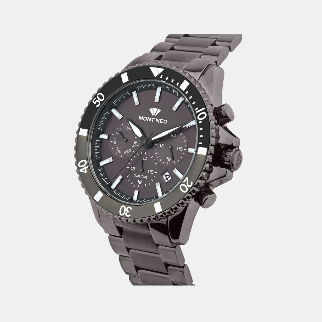 Men Quartz Gun Dial Multi-Function Metal Watch 3510M-M8416