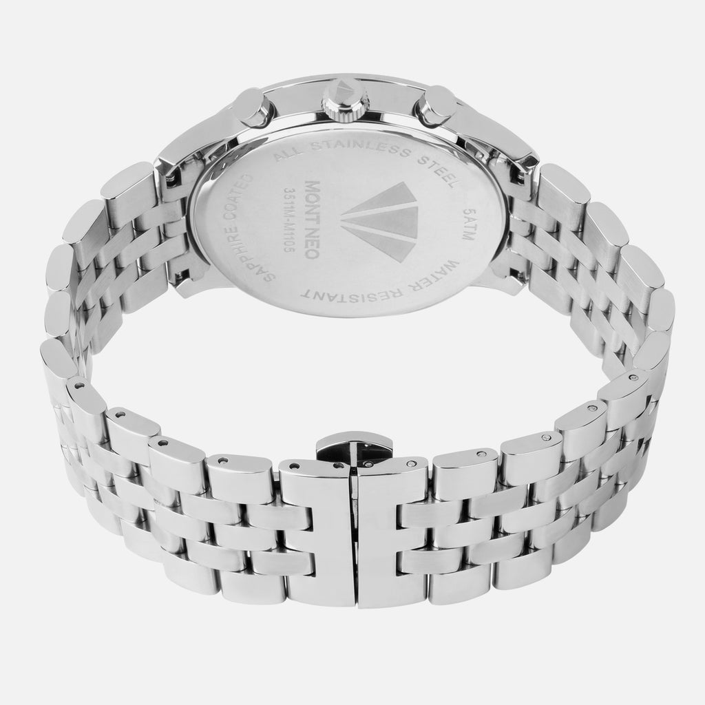 Men Quartz Blue Dial Multi-Function Metal Watch 3511M-M1105