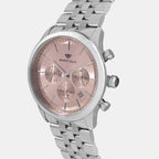 Men Quartz Pink Dial Multi-Function Metal Watch 3511M-M1110